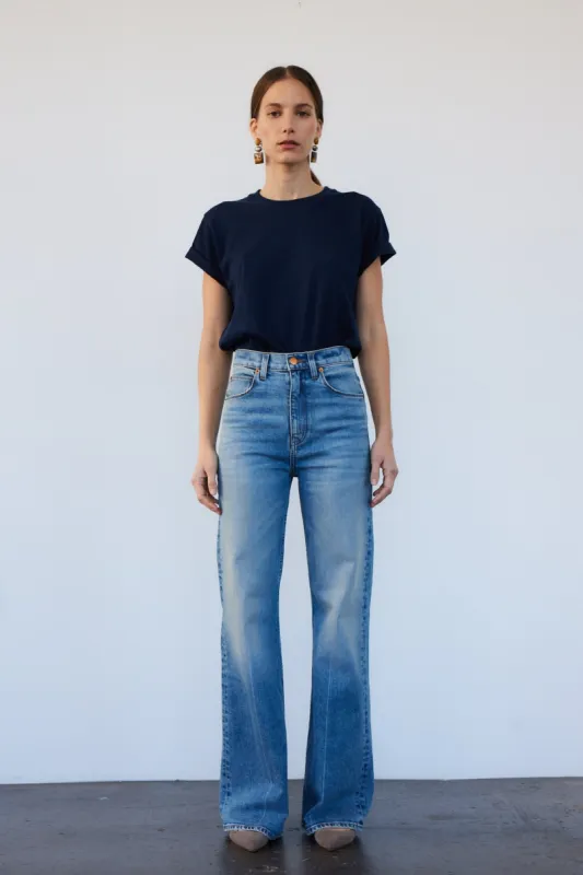 The Crease Jean in Worn Indigo sold by Jamie Haller