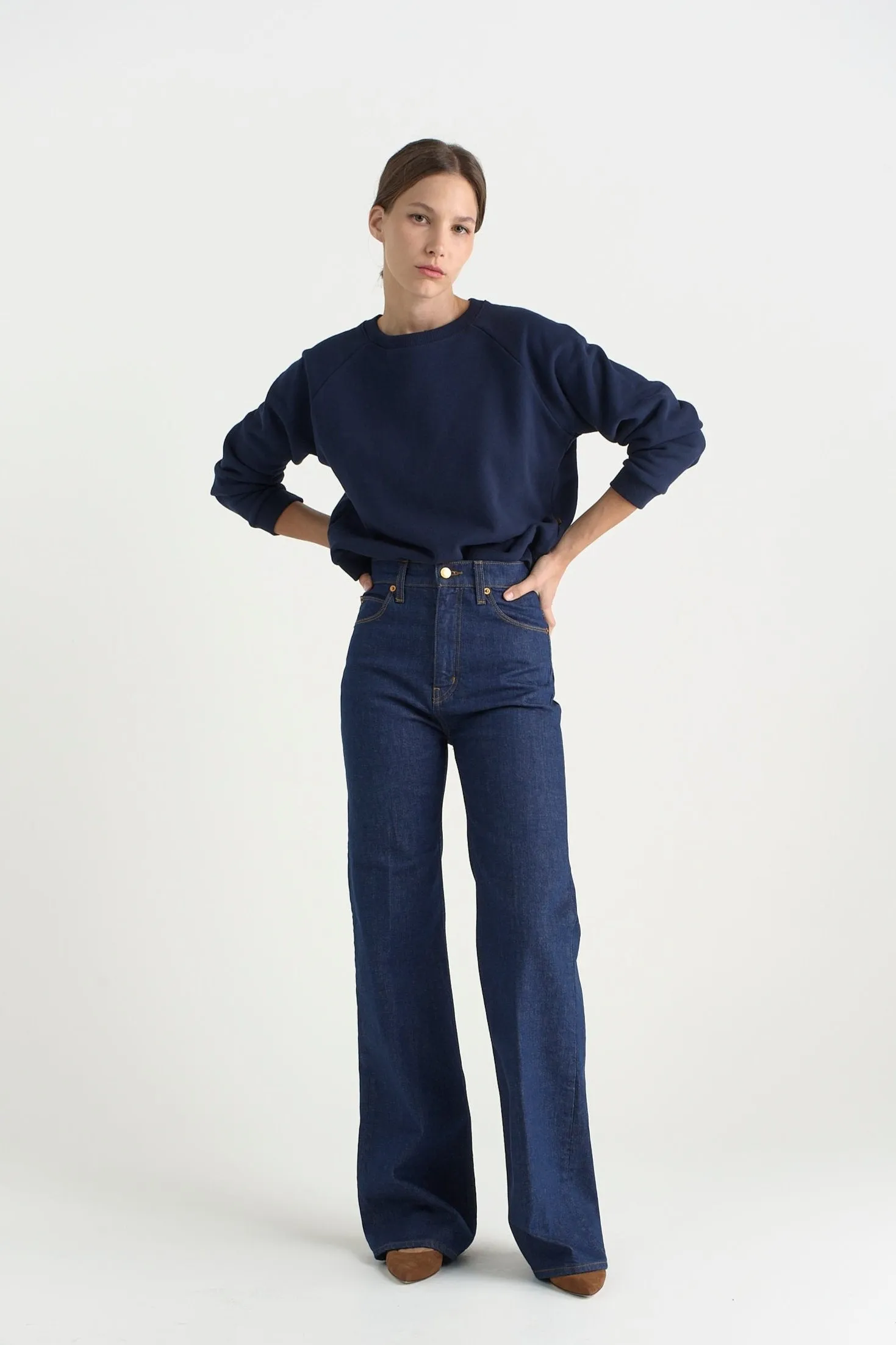 The Crease Jean in Raw Rinse sold by Jamie Haller