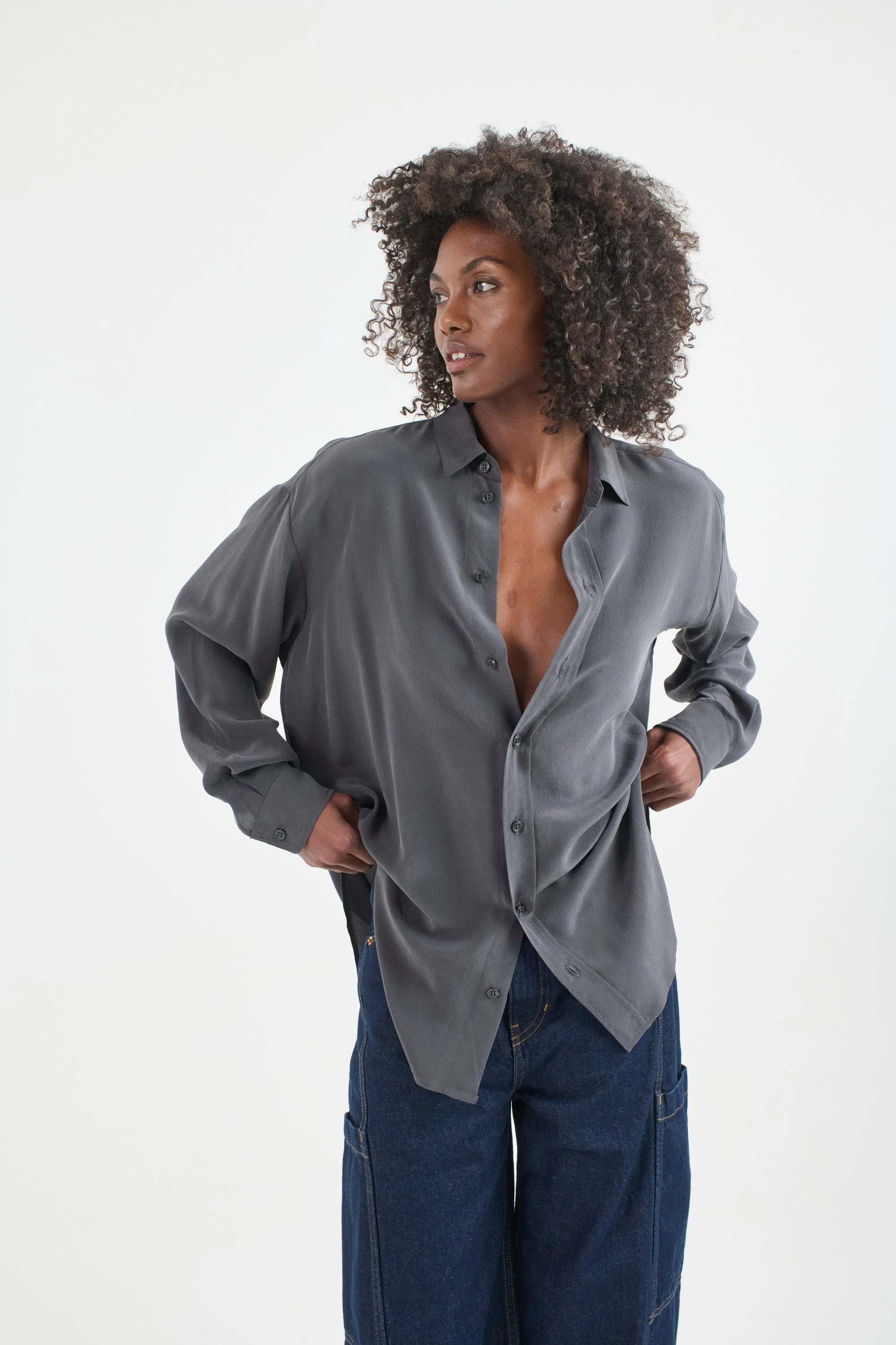 The Essential Silk Blouse in Dark Grey sold by Jamie Haller product image thumbnail 4