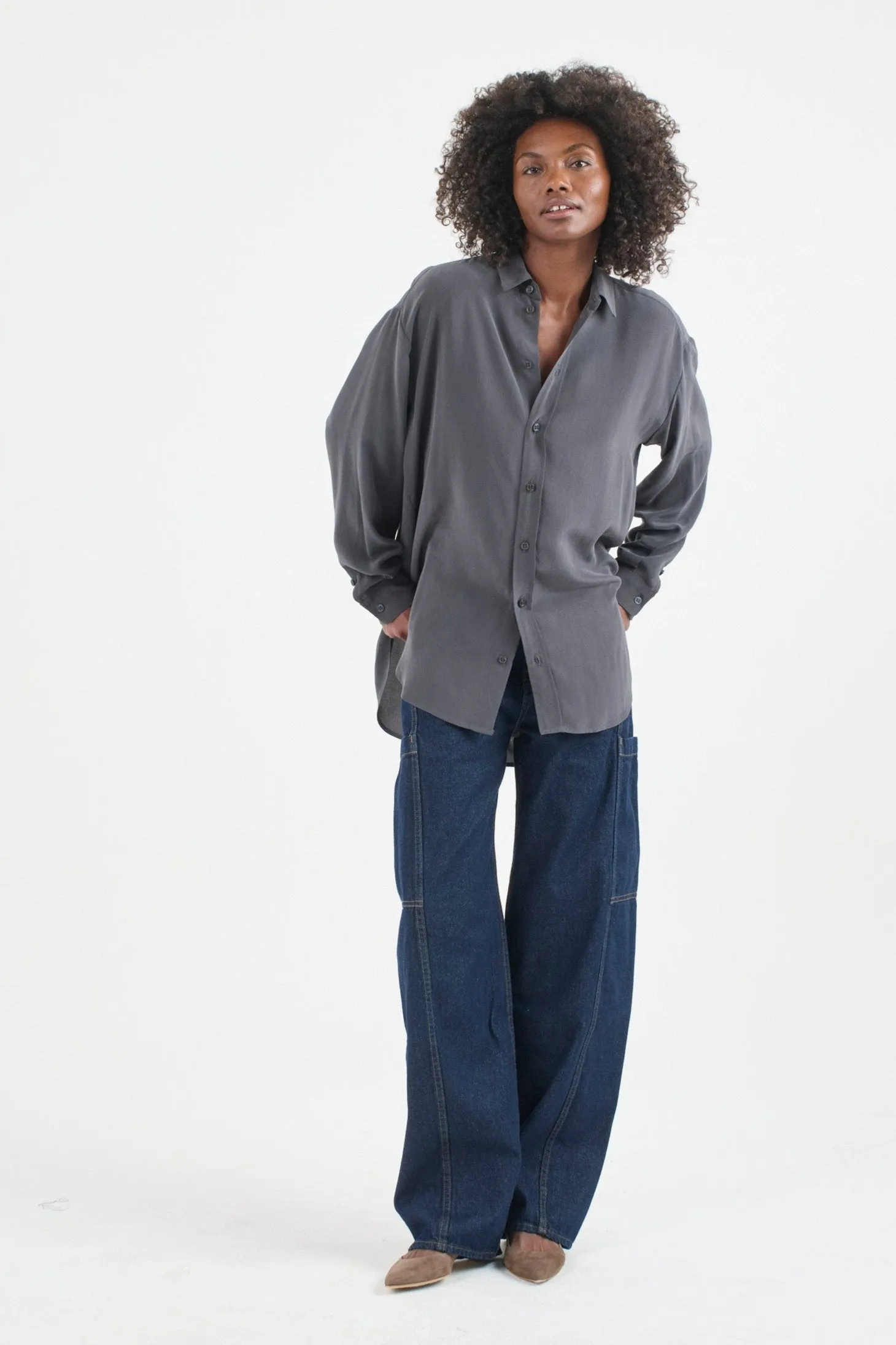 The Essential Silk Blouse in Dark Grey sold by Jamie Haller product image thumbnail 5