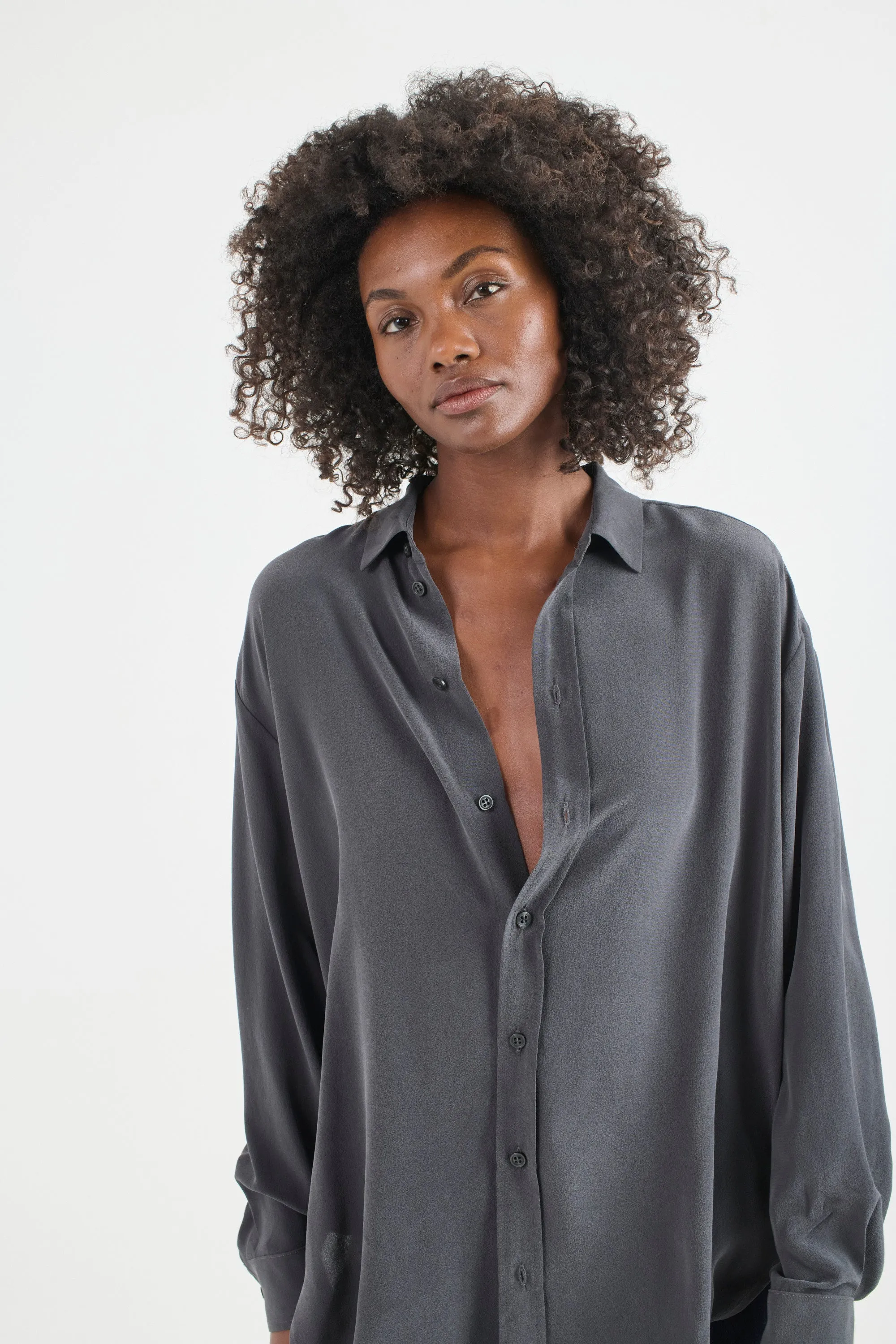 The Essential Silk Blouse in Dark Grey sold by Jamie Haller product image thumbnail 2