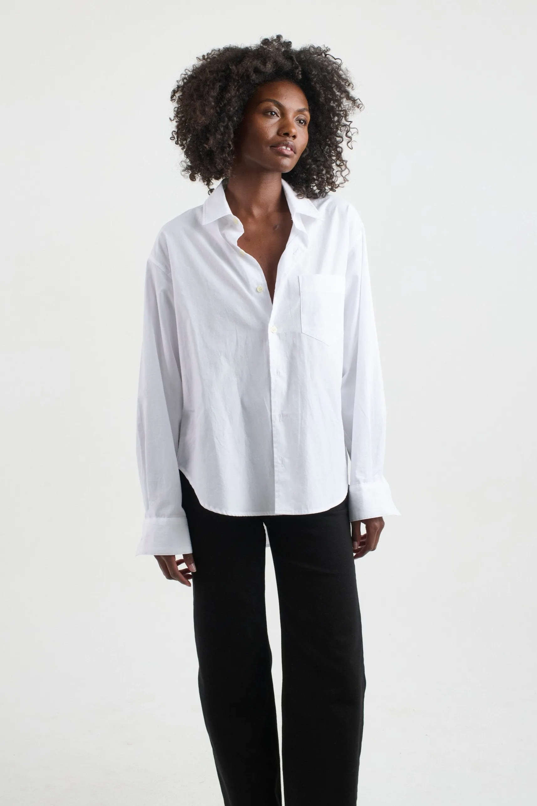 The Weekend Shirt in White sold by Jamie Haller