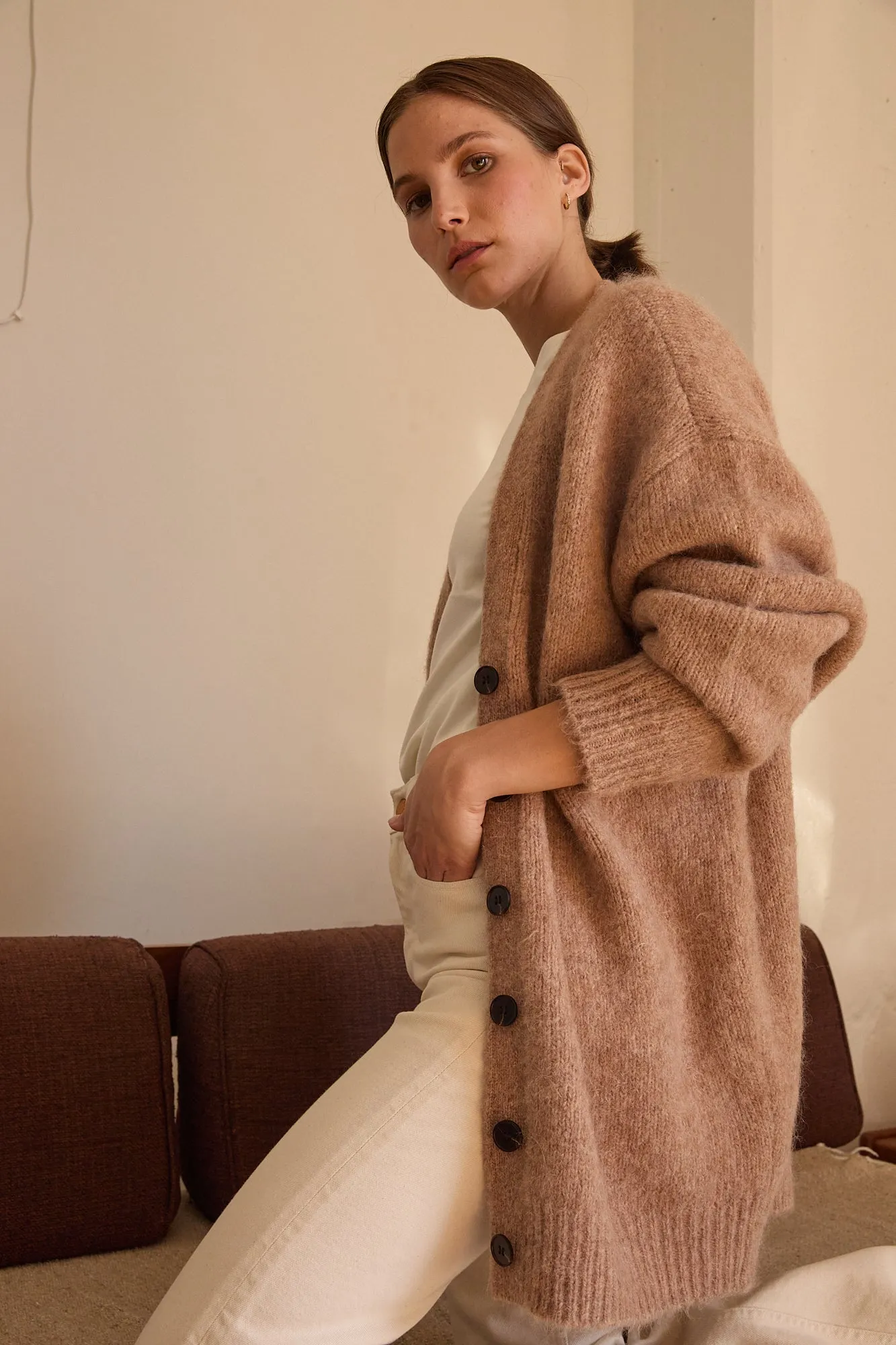 The Oversized Cardigan in Camel sold by Jamie Haller product image thumbnail 3