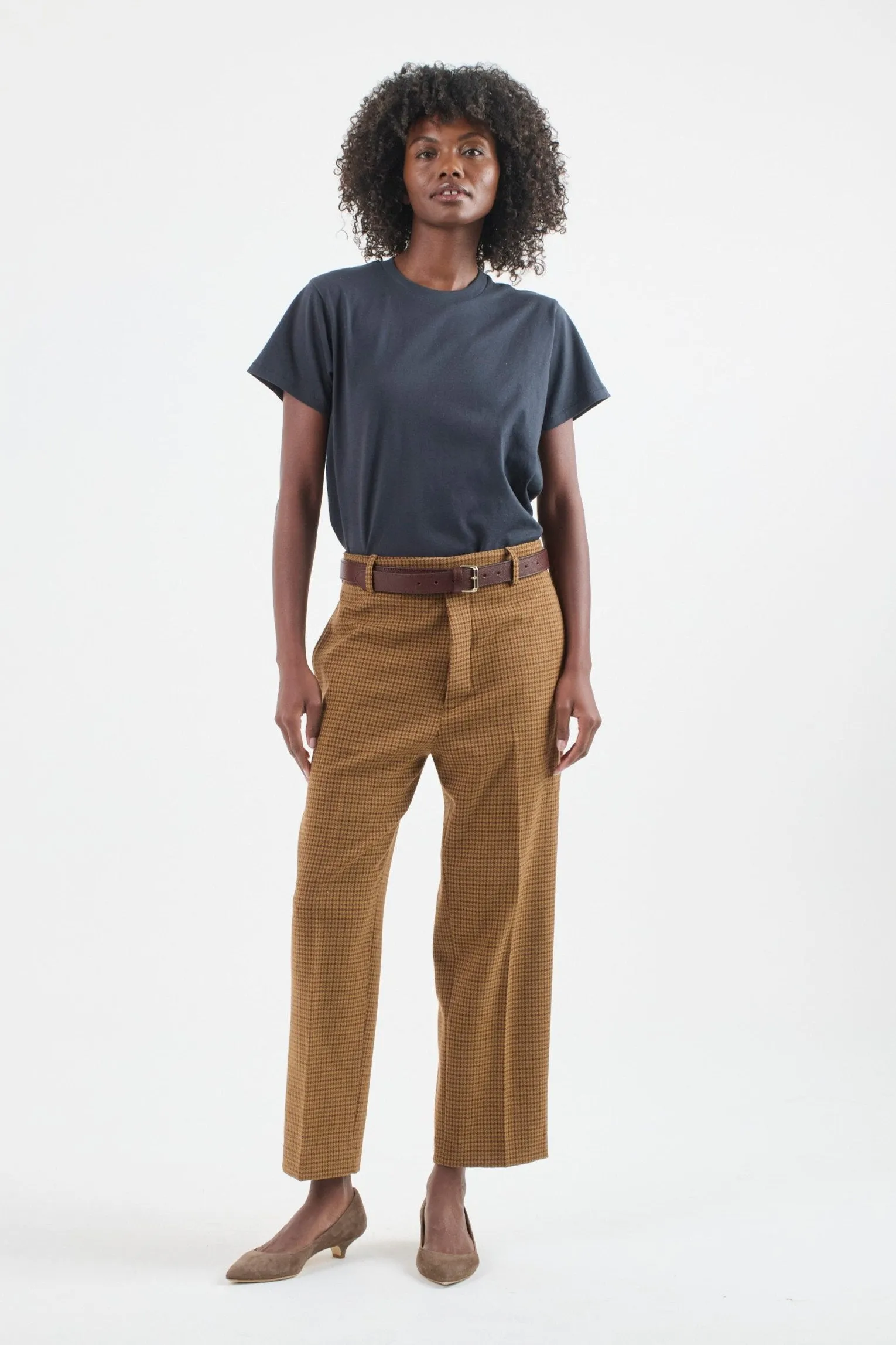 The Waist Tape Trouser in Burgundy Brown Houndstooth sold by Jamie Haller product image thumbnail 4