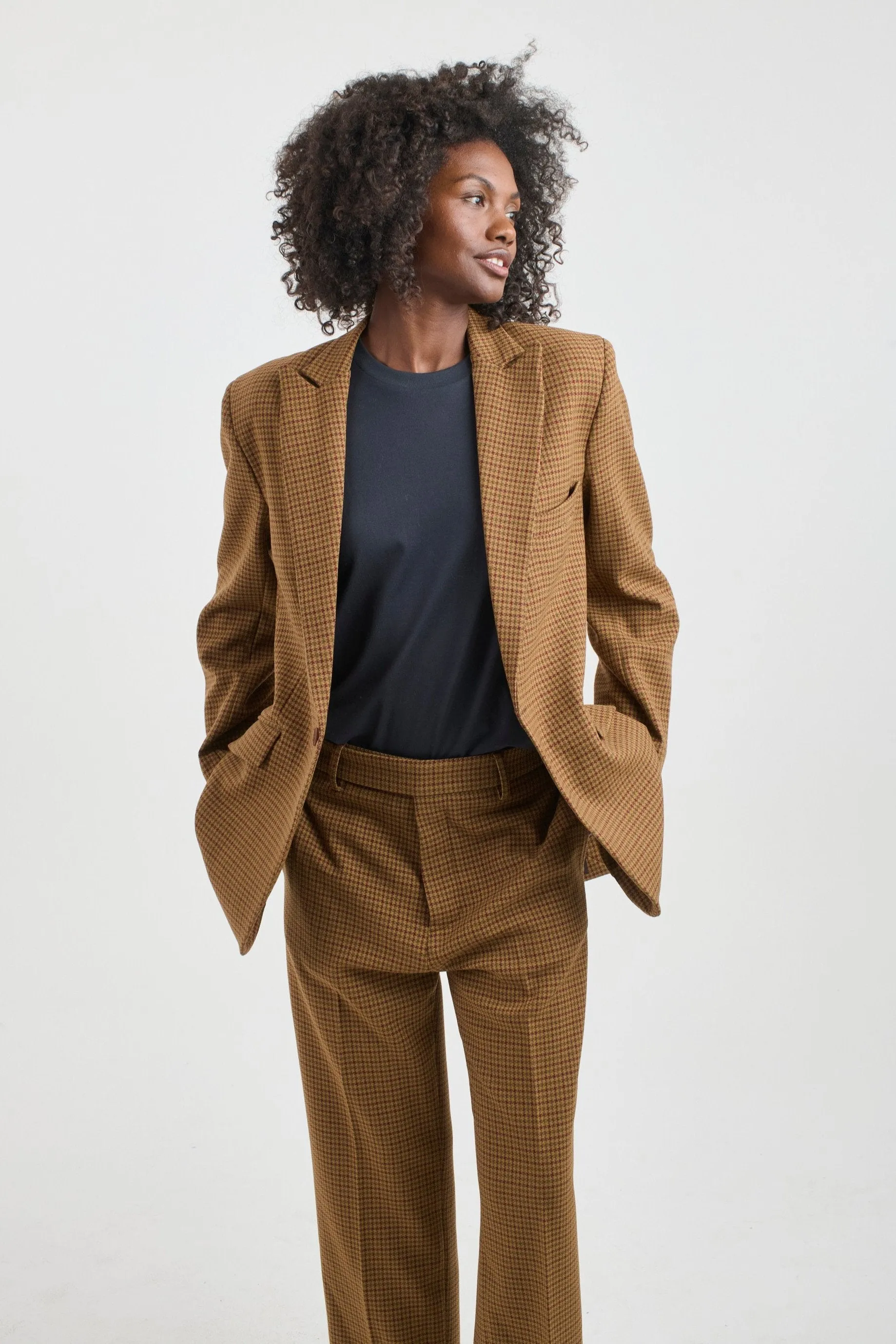 The Julius Blazer in Burgundy Brown Houndstooth sold by Jamie Haller product image thumbnail 2