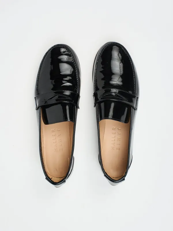 The Penny Loafer in Black Patent sold by Jamie Haller