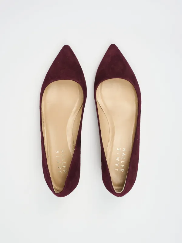The Kitty Point in Maroon Suede made by Jamie Haller