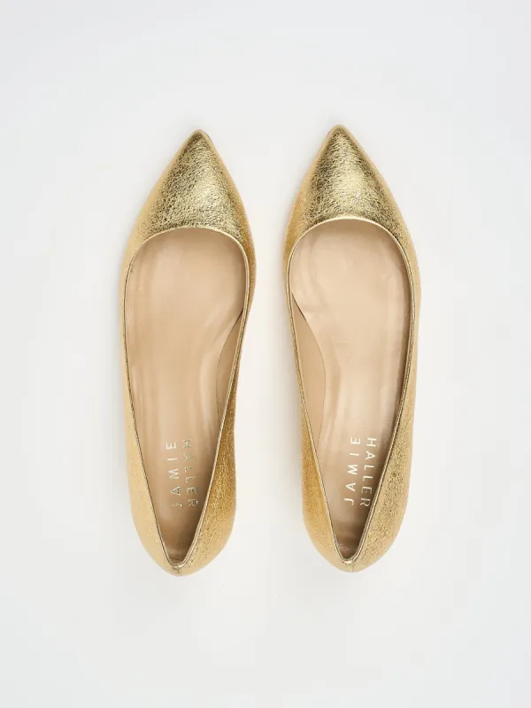 The Kitty Point Heel in Warm Gold sold by Jamie Haller