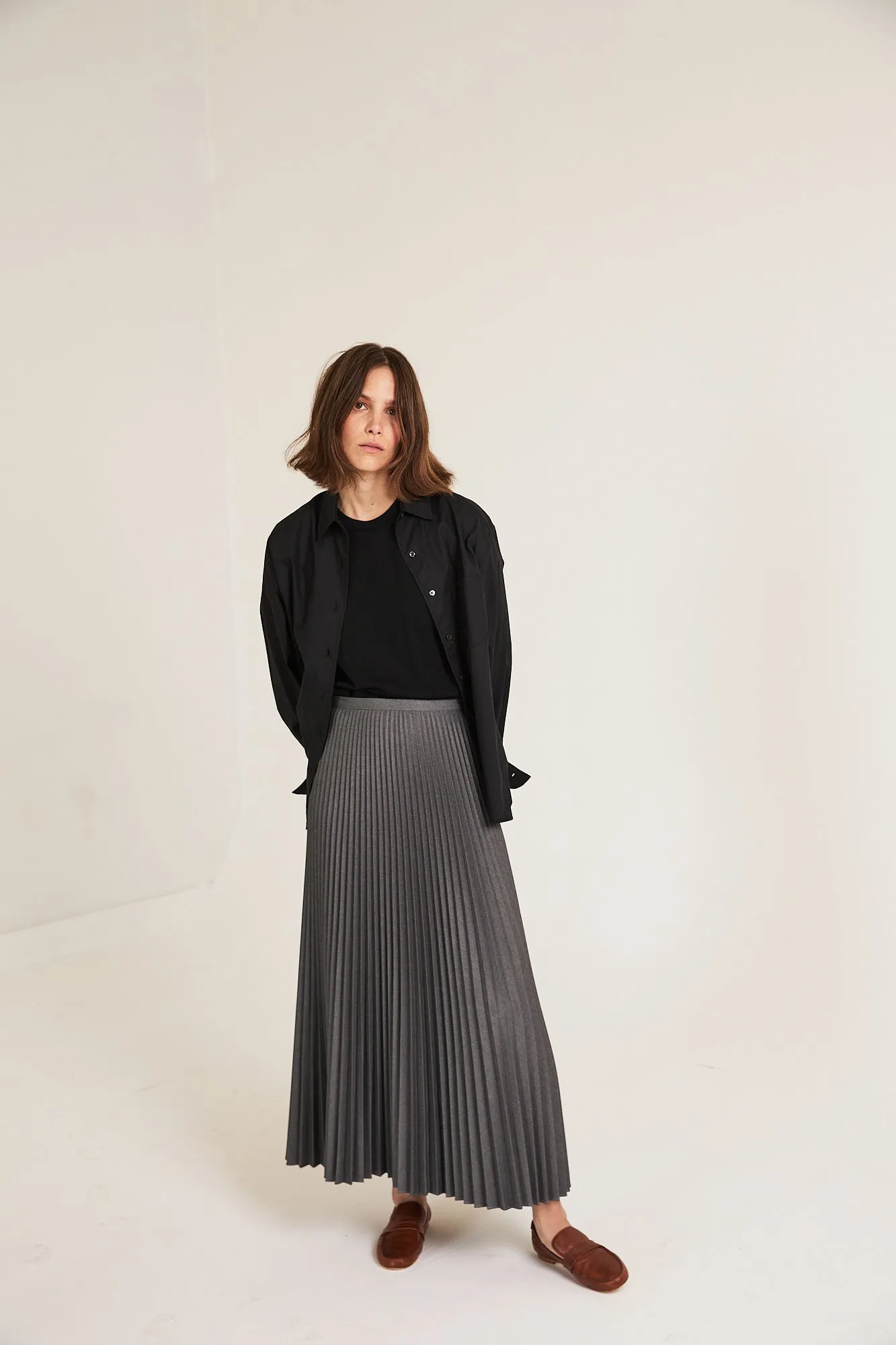 The Accordion Skirt in Oxford Grey sold by Jamie Haller product image thumbnail 2