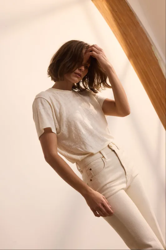 The Chameleon Tee Linen in Ecru sold by Jamie Haller