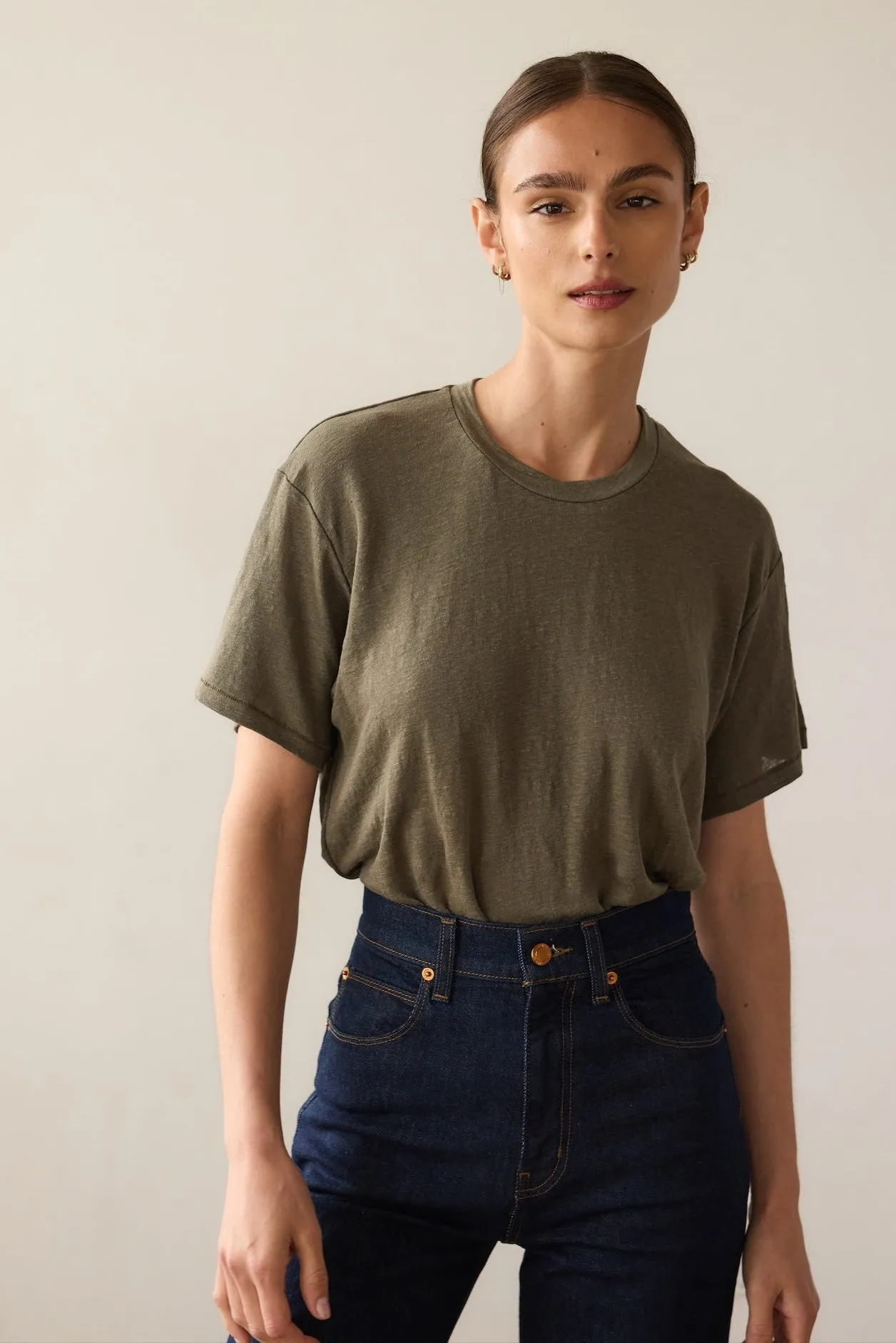 The Chameleon Tee Linen in Olive sold by Jamie Haller product image thumbnail 3