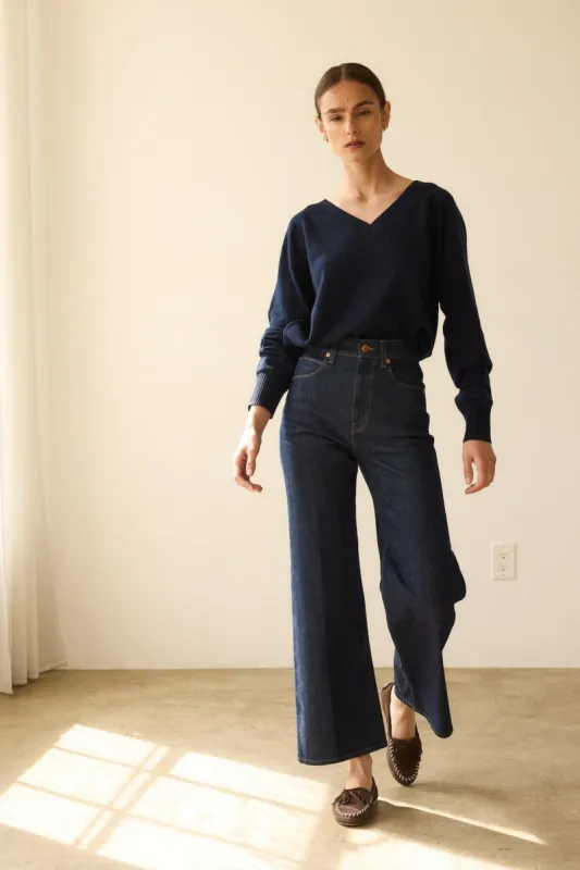 The Wide A Leg in Raw Rinse sold by Jamie Haller