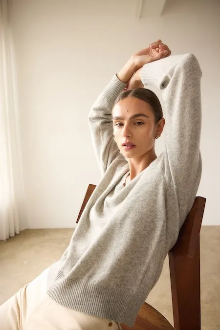 The V Fave Cashmere Sweater in Light Heather sold by Jamie Haller product image thumbnail 4