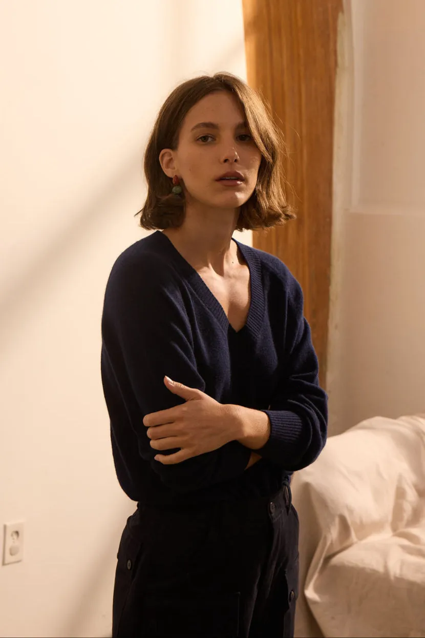 The V Fave Cashmere Sweater in Dark Navy sold by Jamie Haller product image thumbnail 3