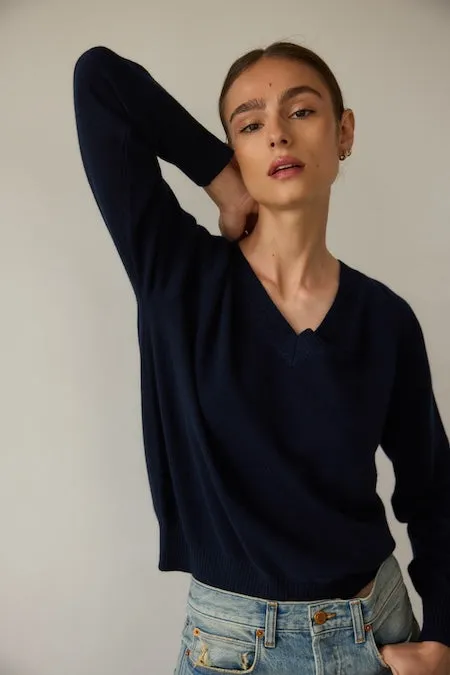 The V Fave Cashmere Sweater in Dark Navy sold by Jamie Haller product image thumbnail 5