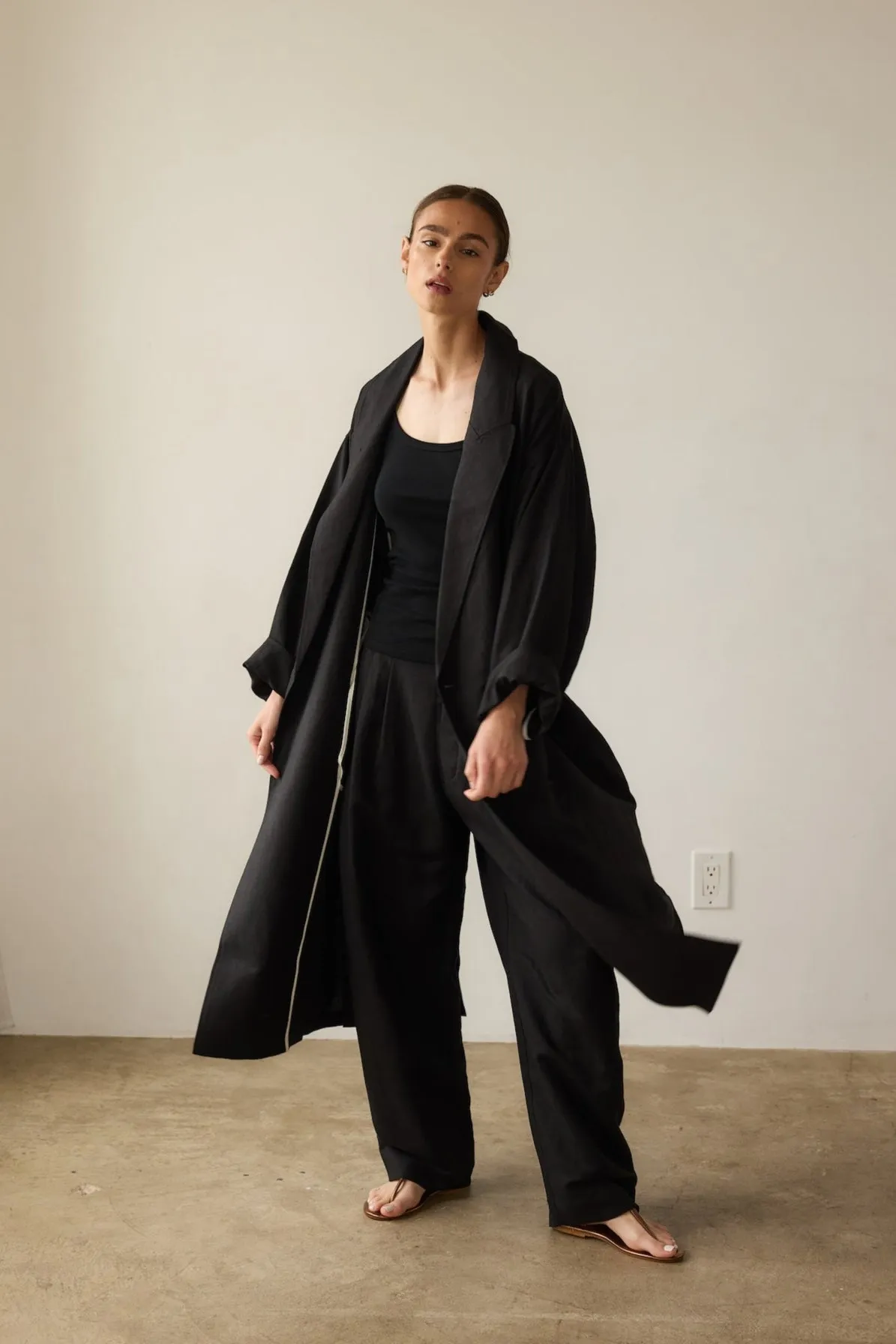 The Linen Baggy Trench Coat in Black sold by Jamie Haller product image thumbnail 2