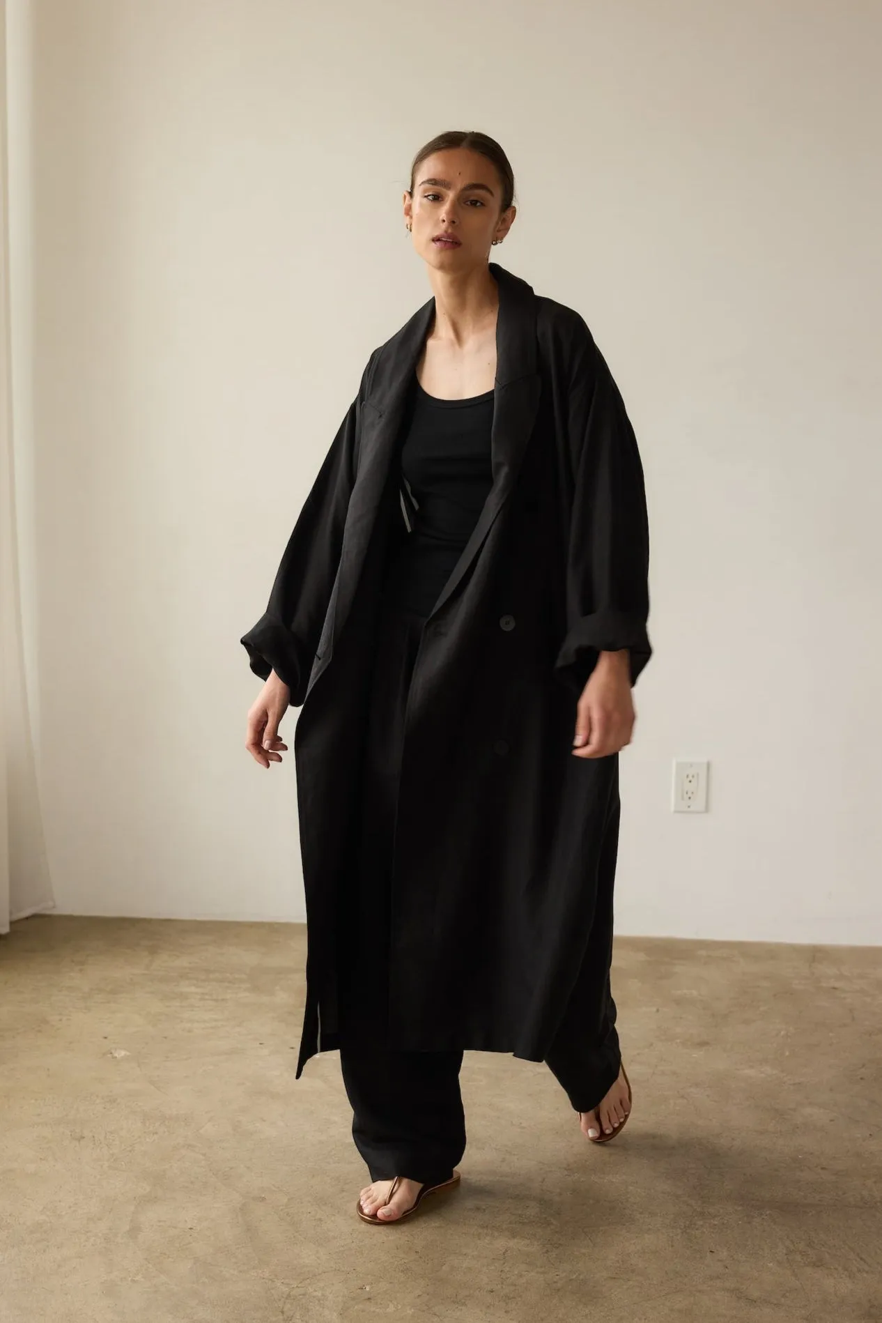 The Linen Baggy Trench Coat in Black sold by Jamie Haller product image thumbnail 3