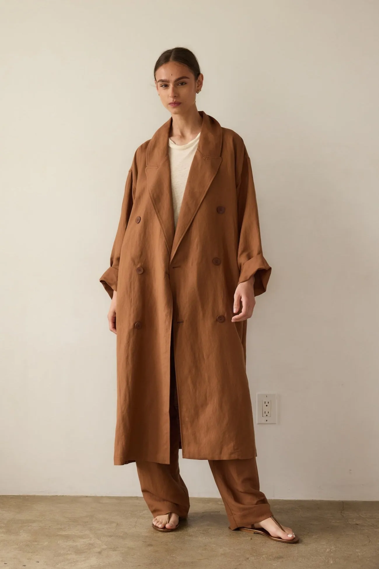 The Linen Baggy Trench Coat in Camel sold by Jamie Haller product image thumbnail 2