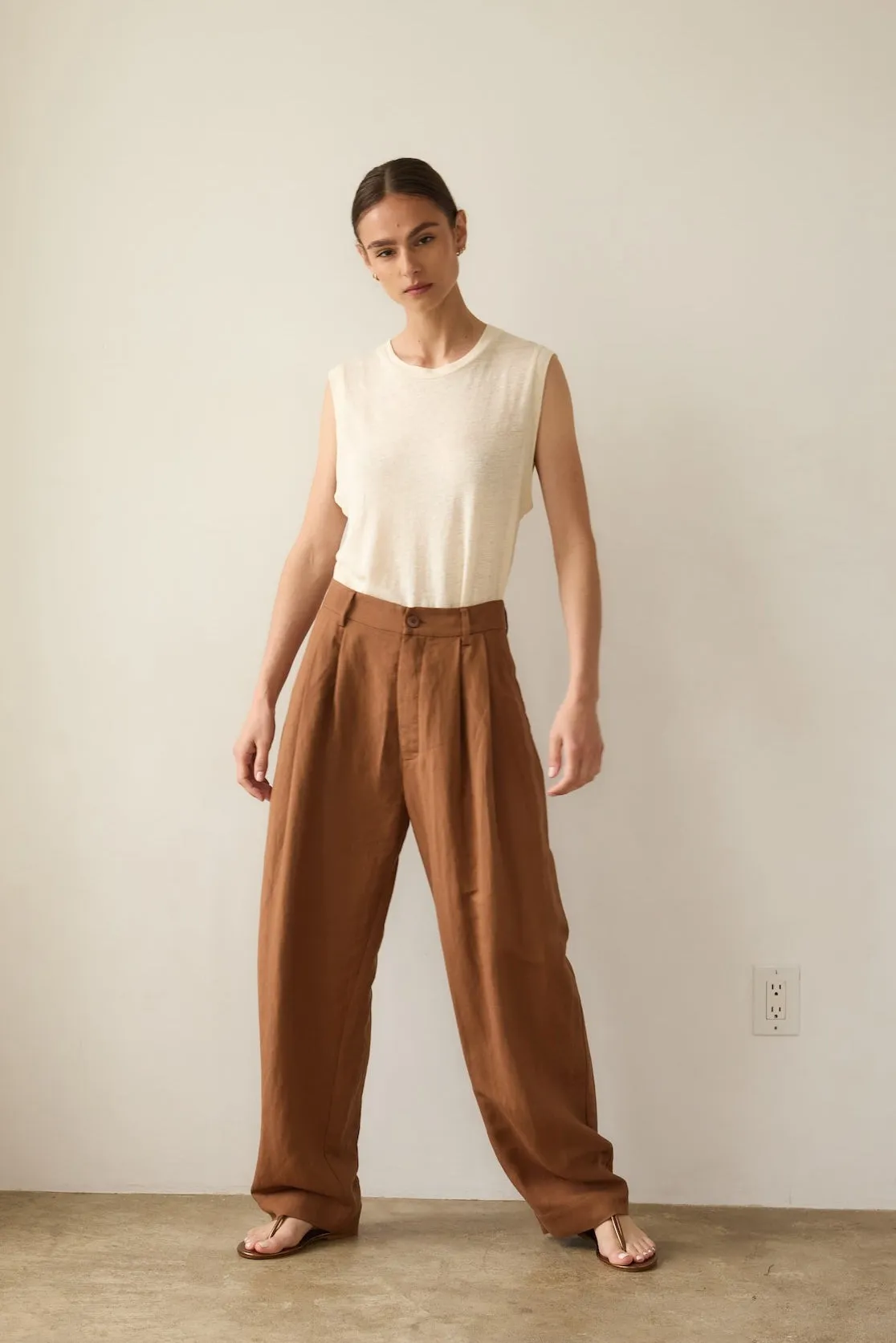 The Big Pleat Trouser in Camel sold by Jamie Haller product image thumbnail 4