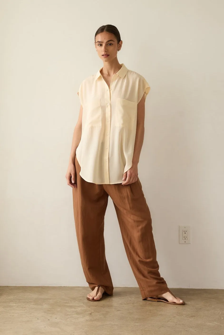 The Reiki Sleeveless Shirt in Cornsilk sold by Jamie Haller product image thumbnail 2
