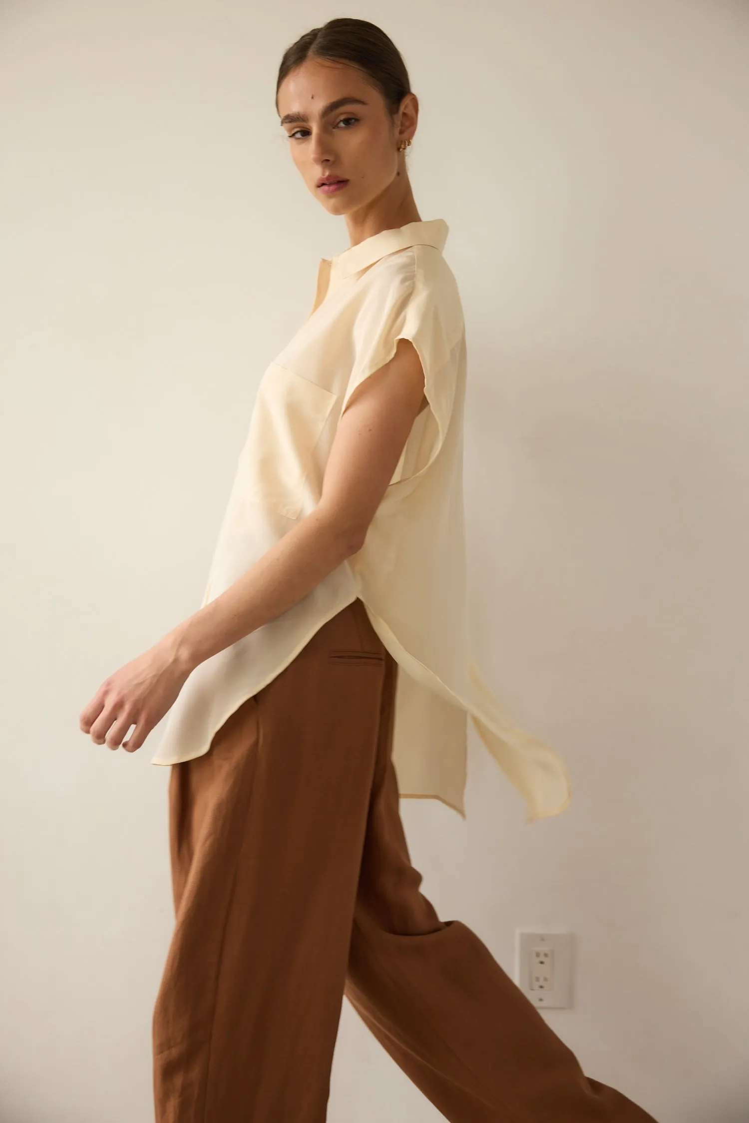 The Reiki Sleeveless Shirt in Cornsilk sold by Jamie Haller product image thumbnail 4