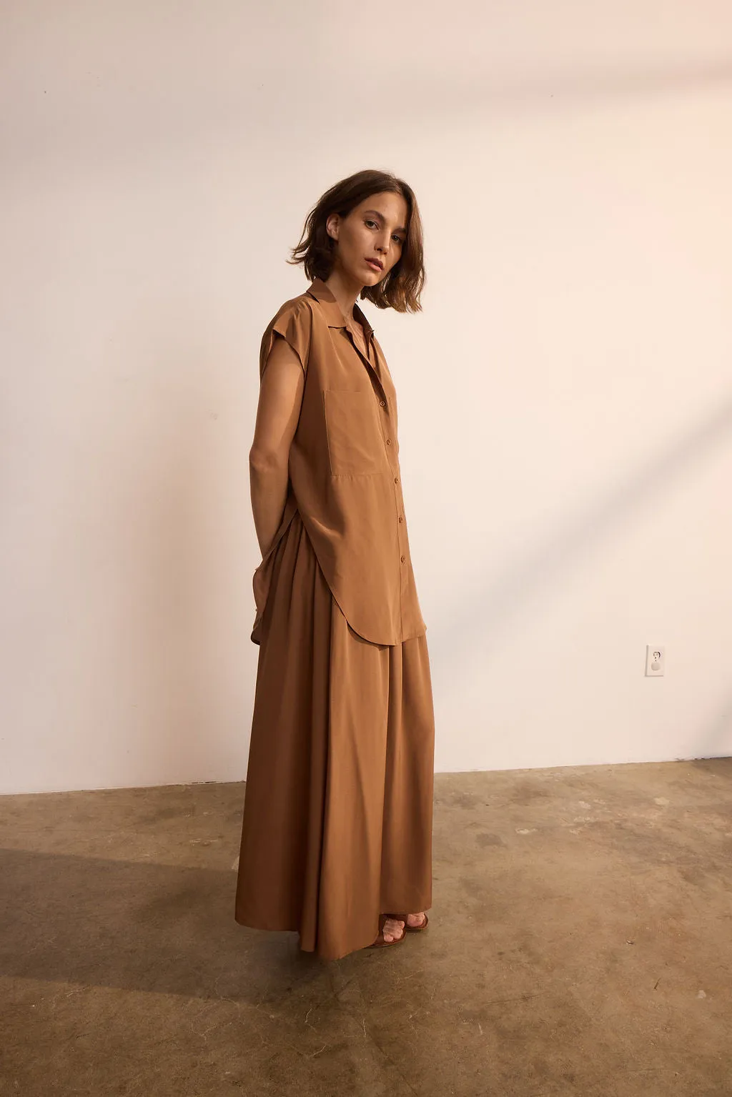 The Midi Swing Skirt in Clay sold by Jamie Haller product image thumbnail 2