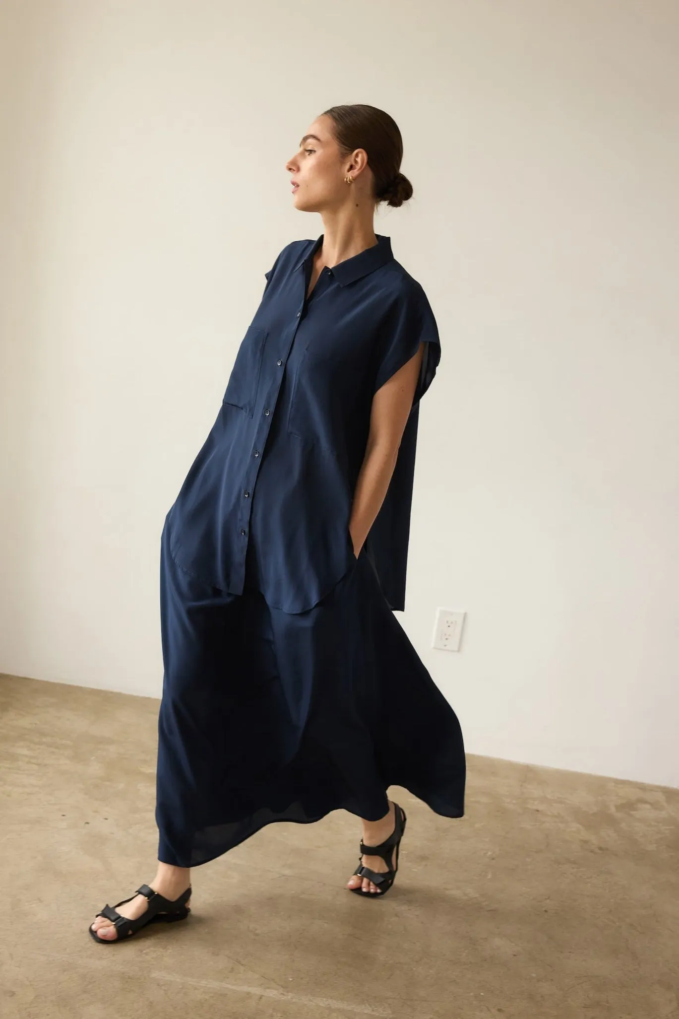 The Midi Swing Skirt in Navy sold by Jamie Haller product image thumbnail 5