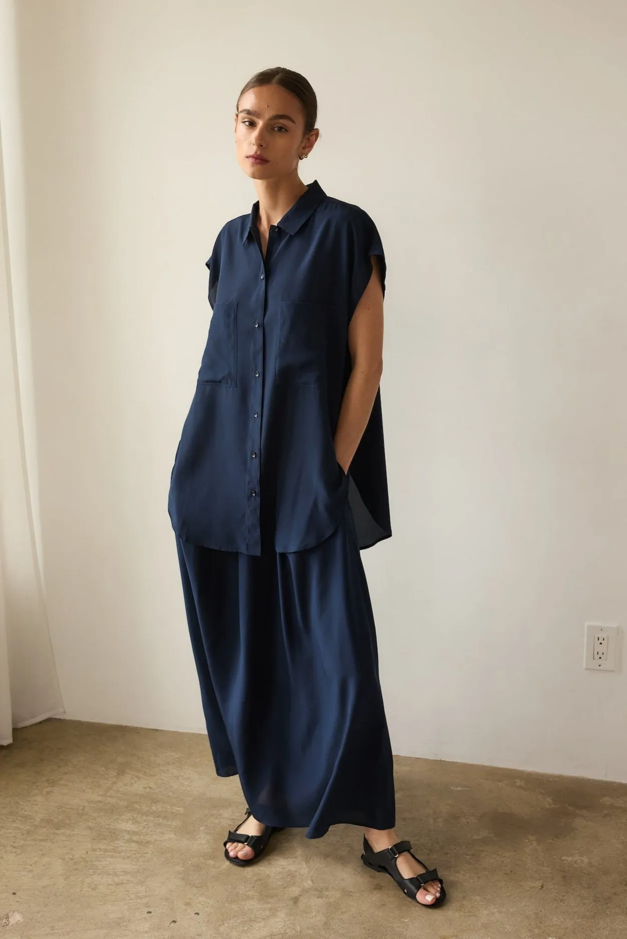 The Midi Swing Skirt in Navy sold by Jamie Haller product image thumbnail 2