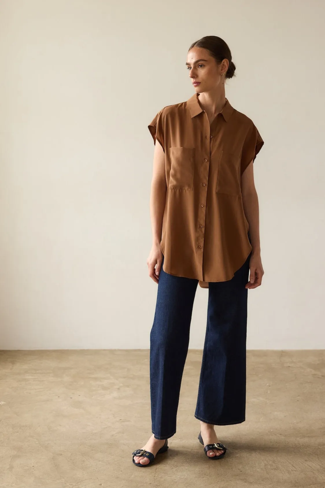 The Reiki Sleeveless Shirt in Clay sold by Jamie Haller product image thumbnail 2