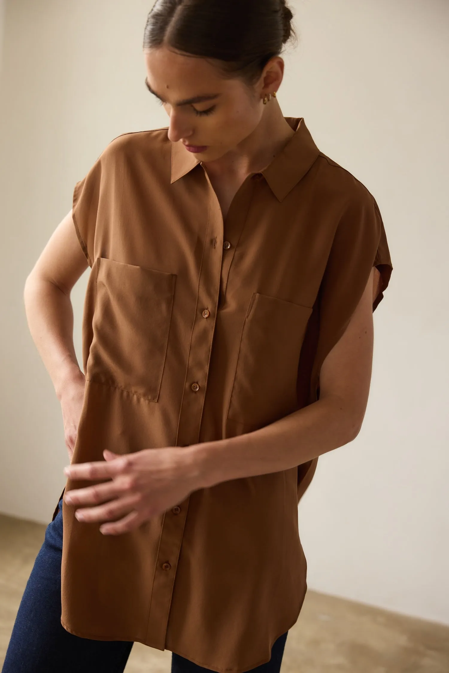 The Reiki Sleeveless Shirt in Clay sold by Jamie Haller product image thumbnail 4
