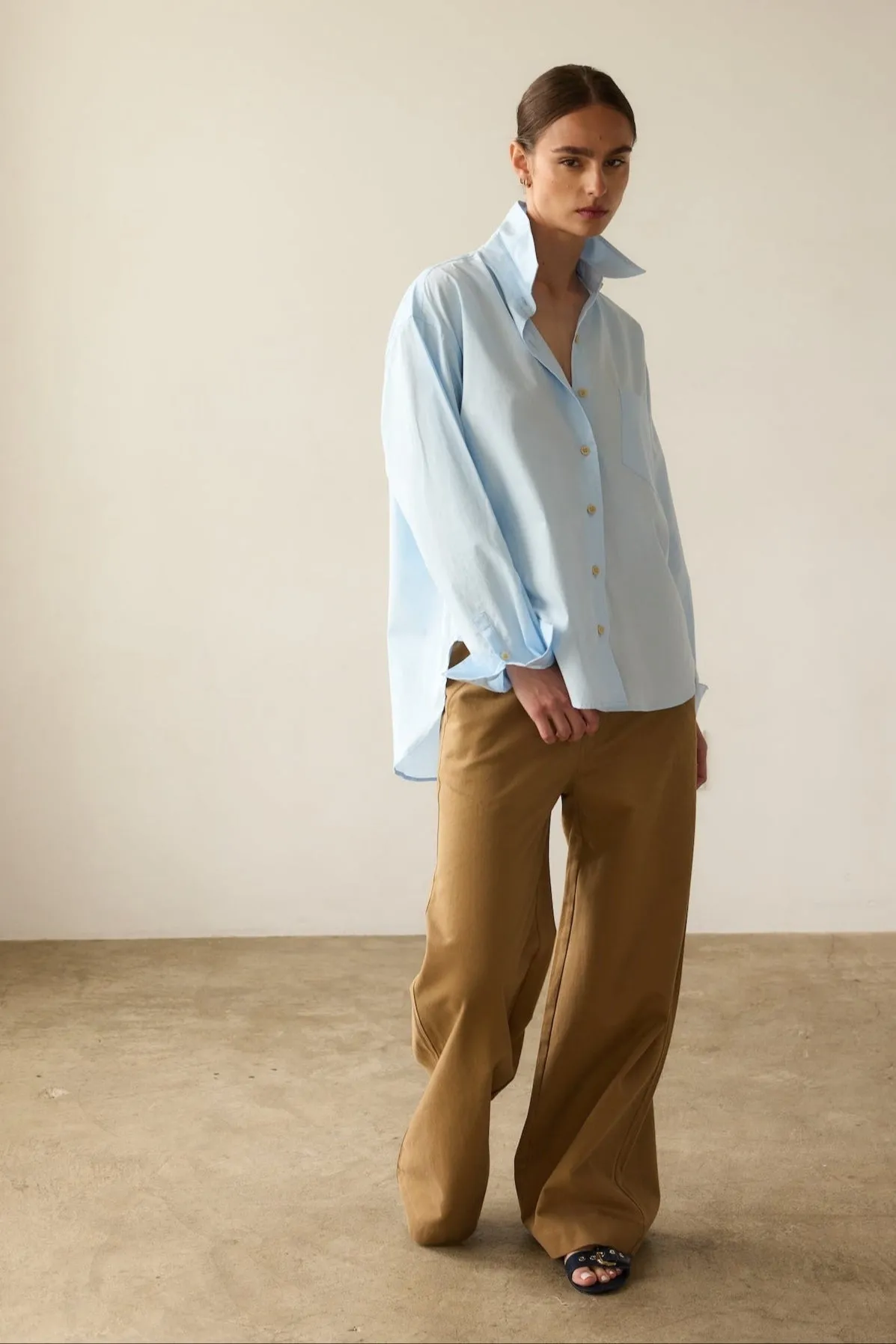 The Off Duty Trouser in Chestnut sold by Jamie Haller