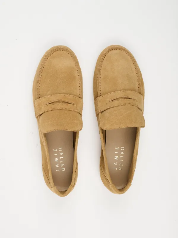The Unlined Penny Loafer in Ambra sold by Jamie Haller
