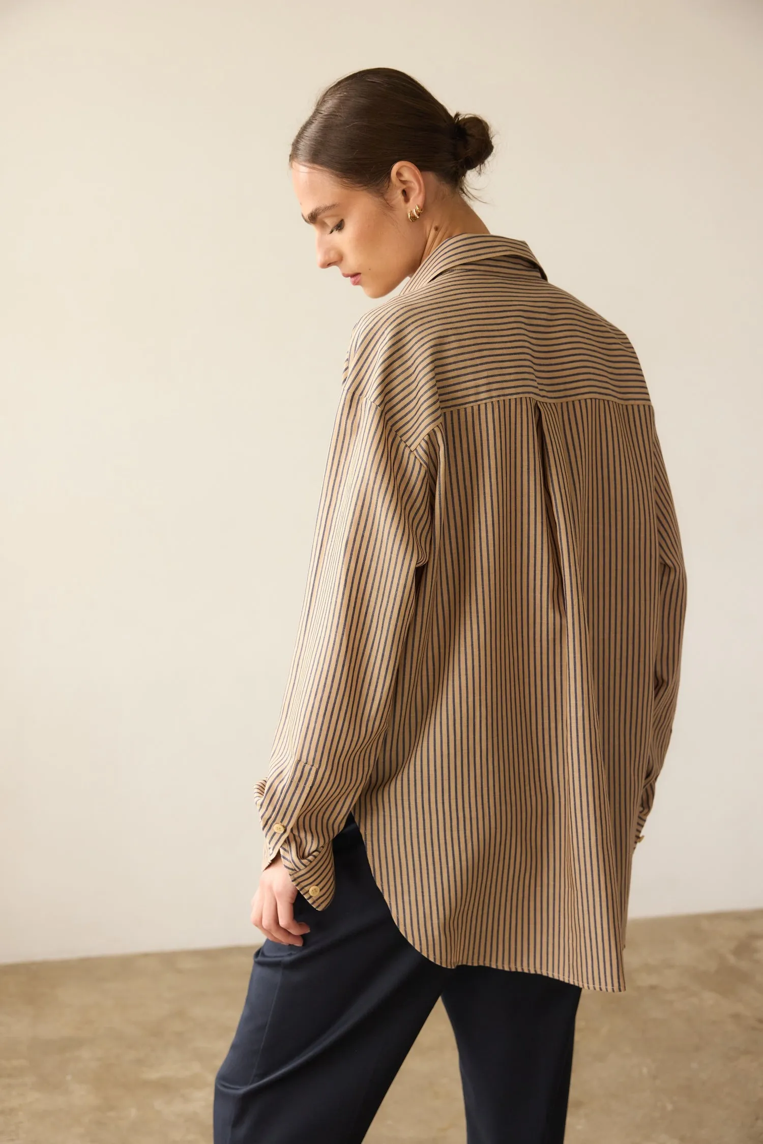 The Stripe Essential Shirt in Tan Stripe sold by Jamie Haller product image thumbnail 4