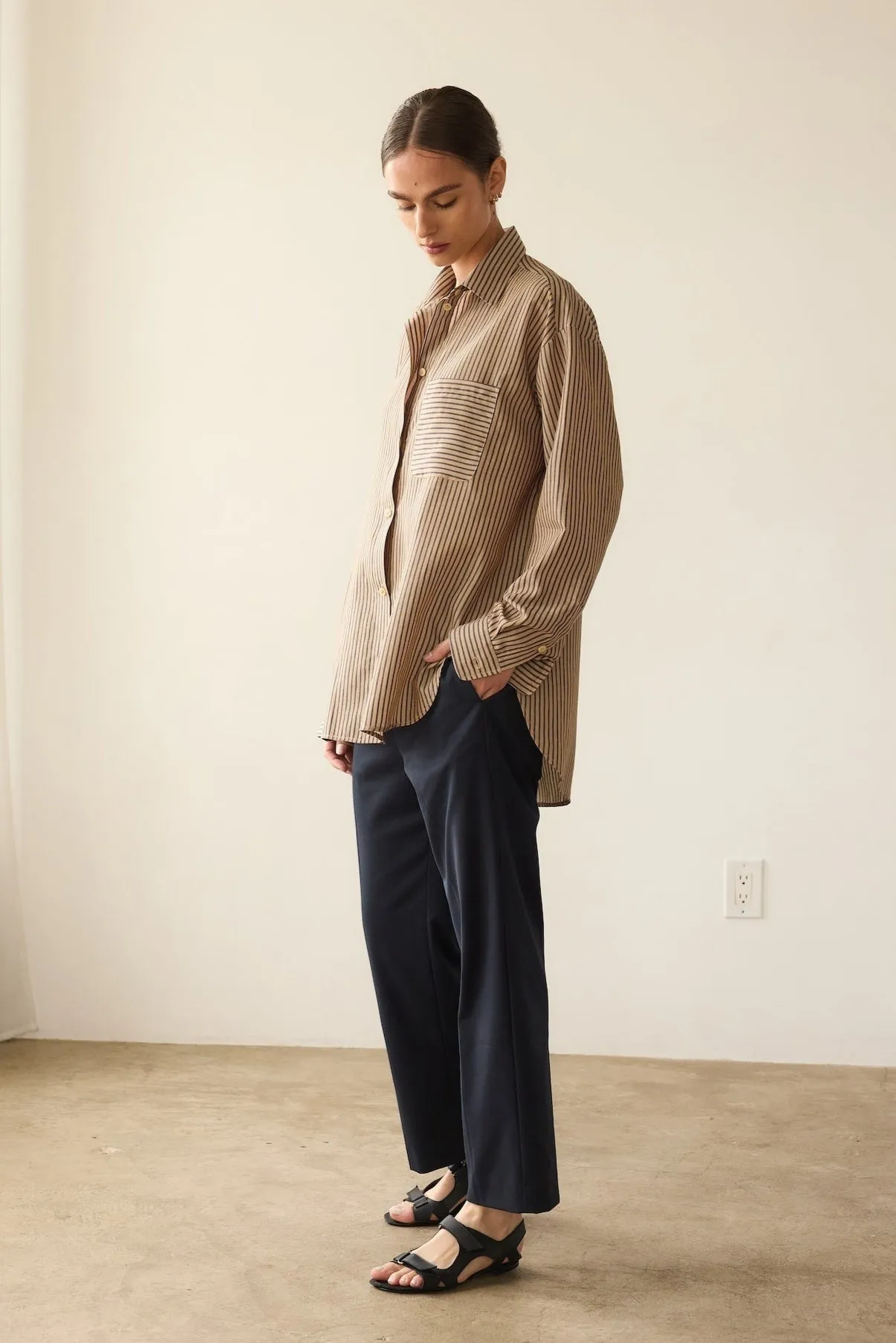 The Stripe Essential Shirt in Tan Stripe sold by Jamie Haller product image thumbnail 3