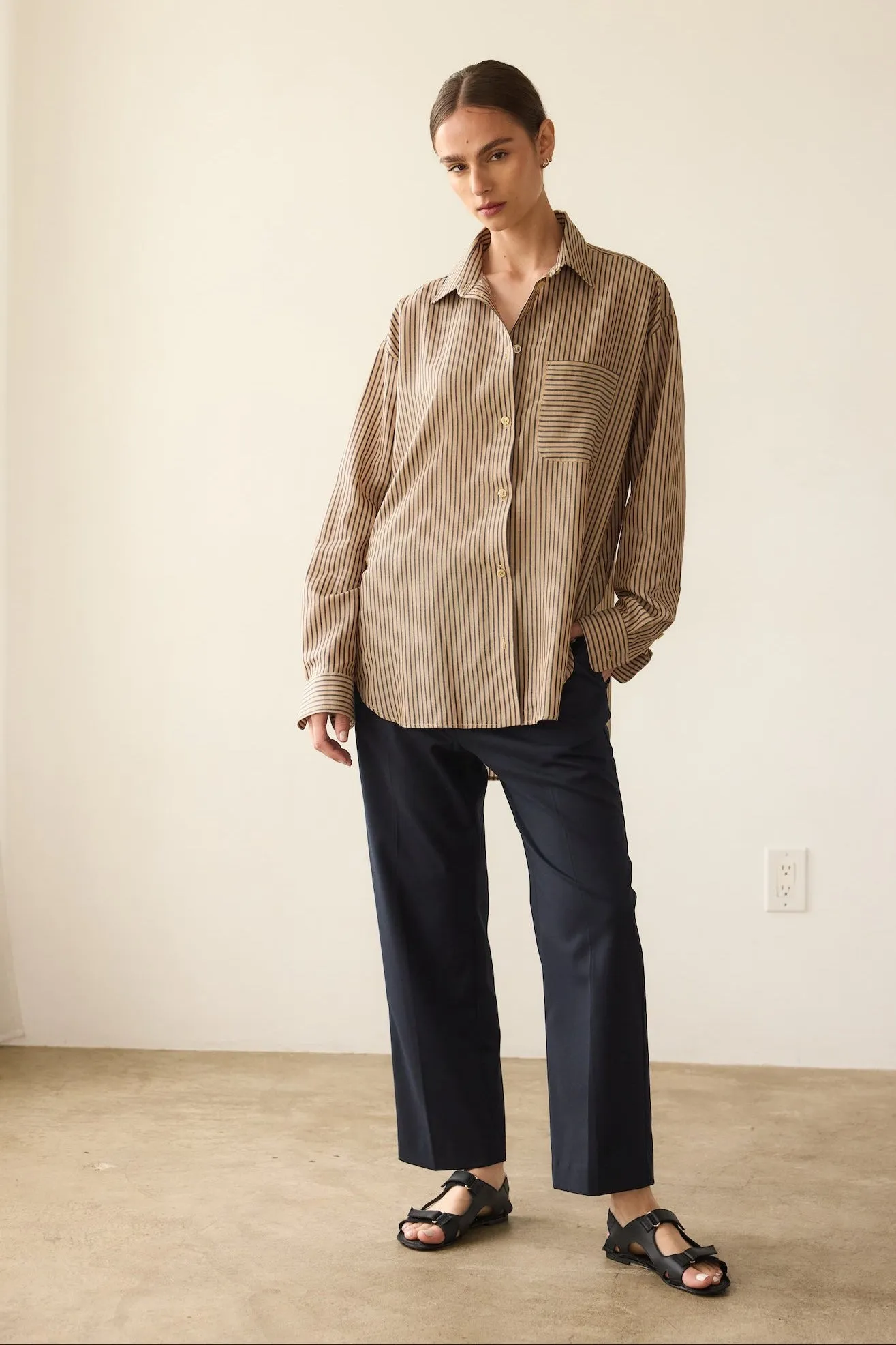 The Stripe Essential Shirt in Tan Stripe sold by Jamie Haller product image thumbnail 2