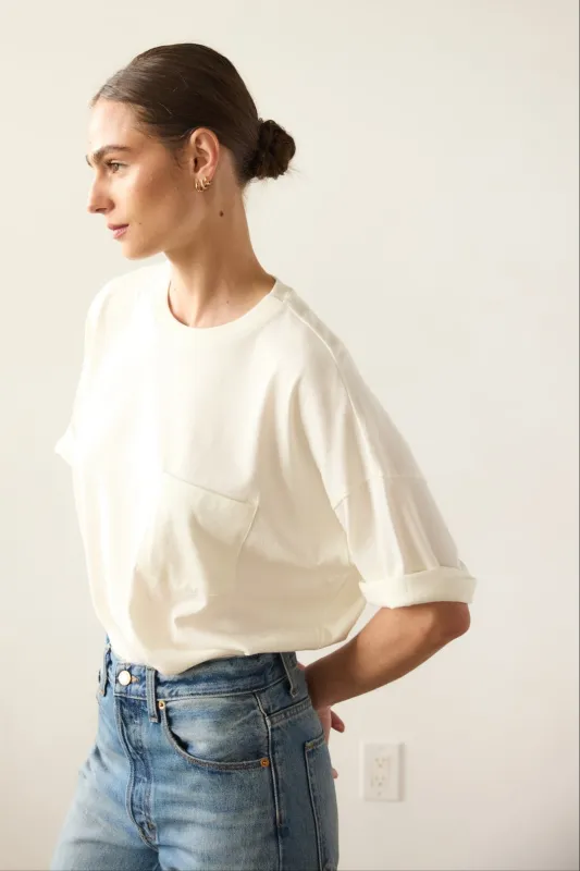 The Boxy Tee in Natural White sold by Jamie Haller