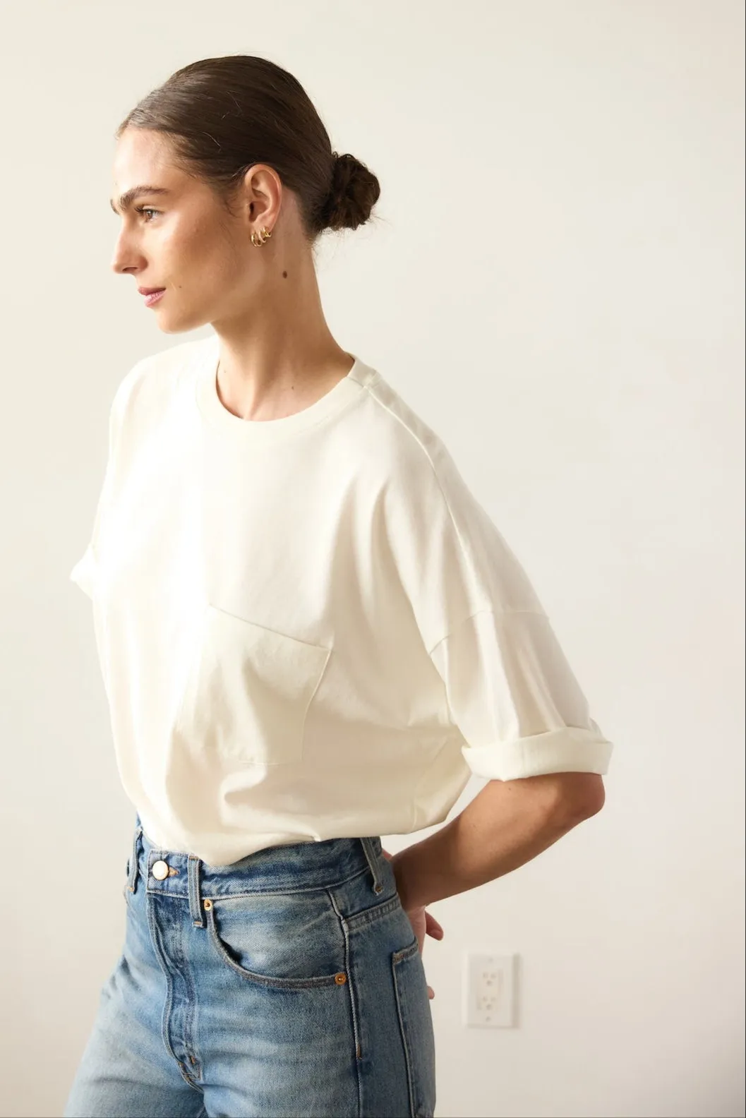 The Boxy Tee in Natural White sold by Jamie Haller