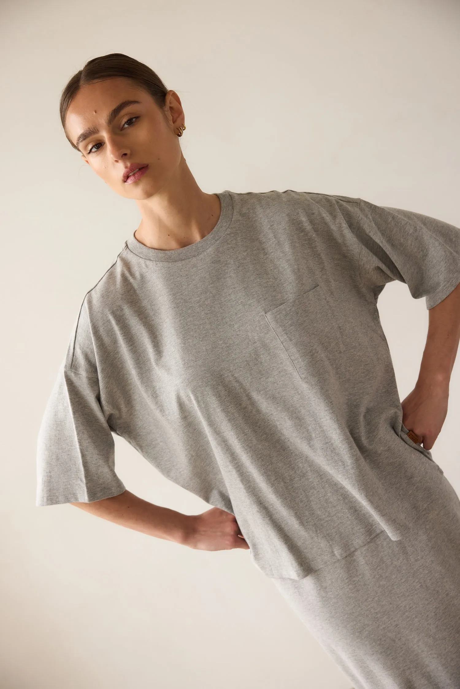 The Boxy Tee in Heather Grey sold by Jamie Haller product image thumbnail 2