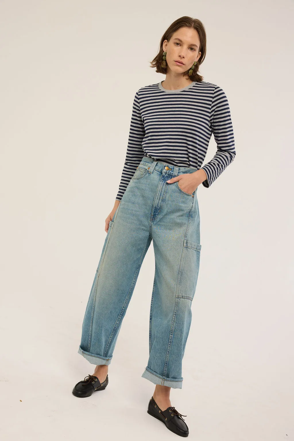 The Crop Painter in Worn Indigo sold by Jamie Haller