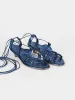The Sparta Heel in Metallic Blue sold by Jamie Haller