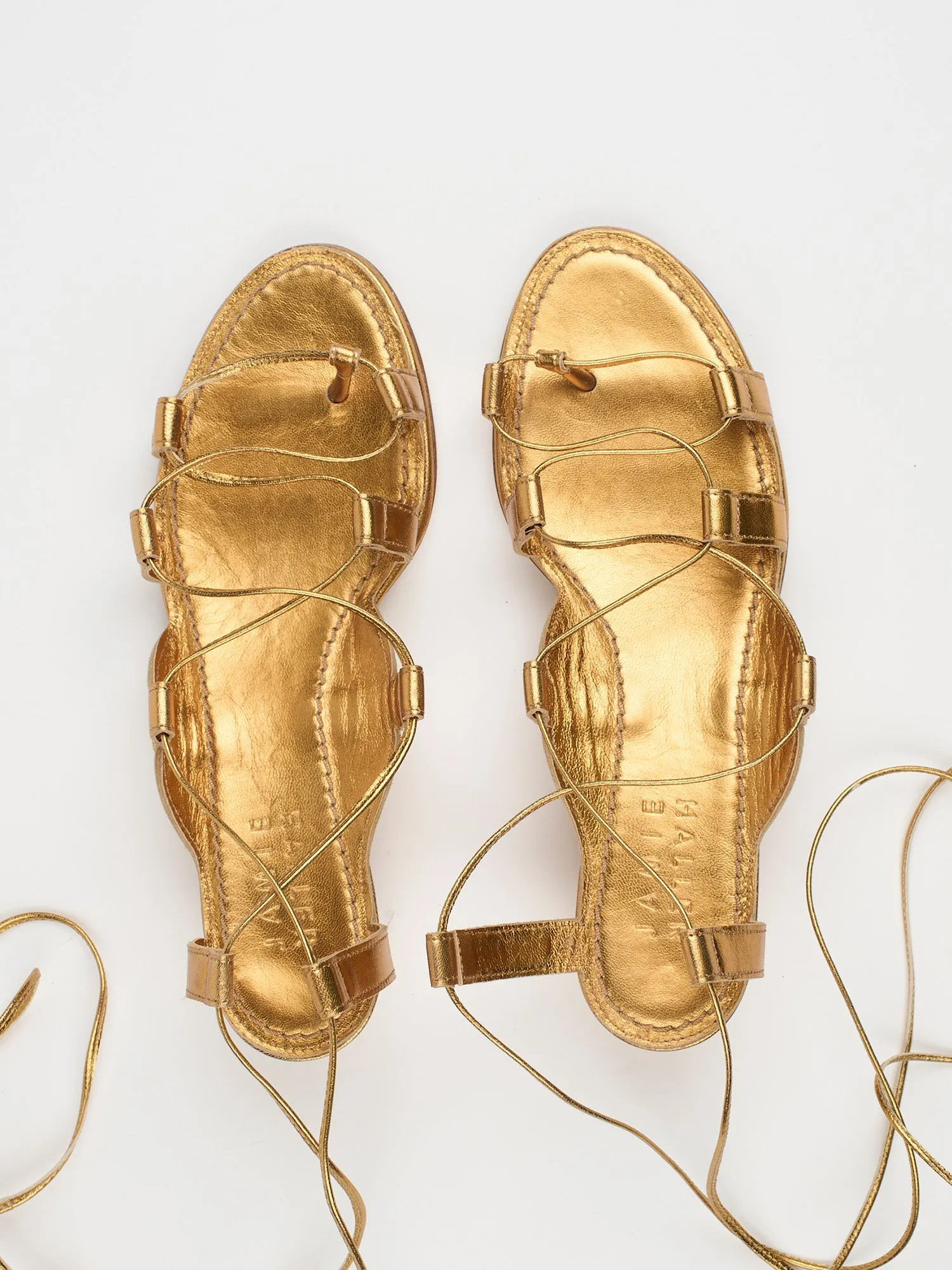 The Sparta Heel in Metallic Bronze sold by Jamie Haller