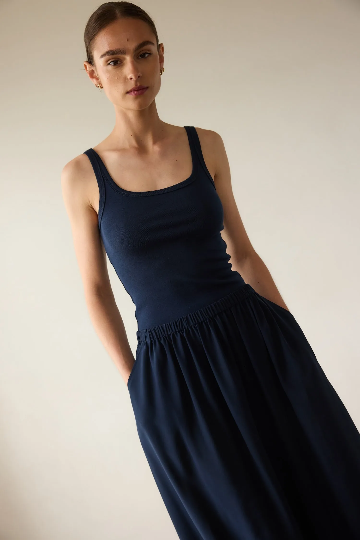 The Undershirt Rib Tank in Navy sold by Jamie Haller product image thumbnail 2