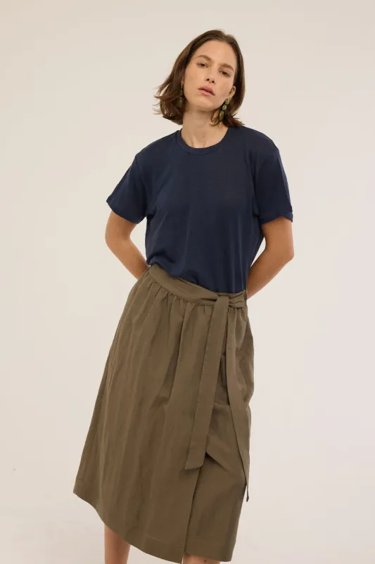 The Apron Skirt in Khaki made by Jamie Haller