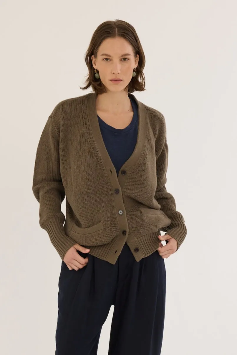 The Welt Pocket Cardigan in Khaki sold by Jamie Haller product image thumbnail 3