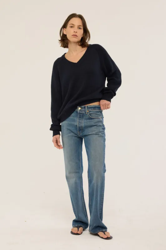 The V Fave in Cotton Cashmere in Navy sold by Jamie Haller