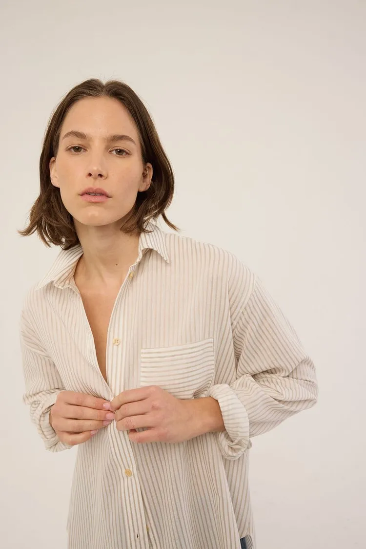 The Stripe Essential Shirt in White Tan sold by Jamie Haller product image thumbnail 2
