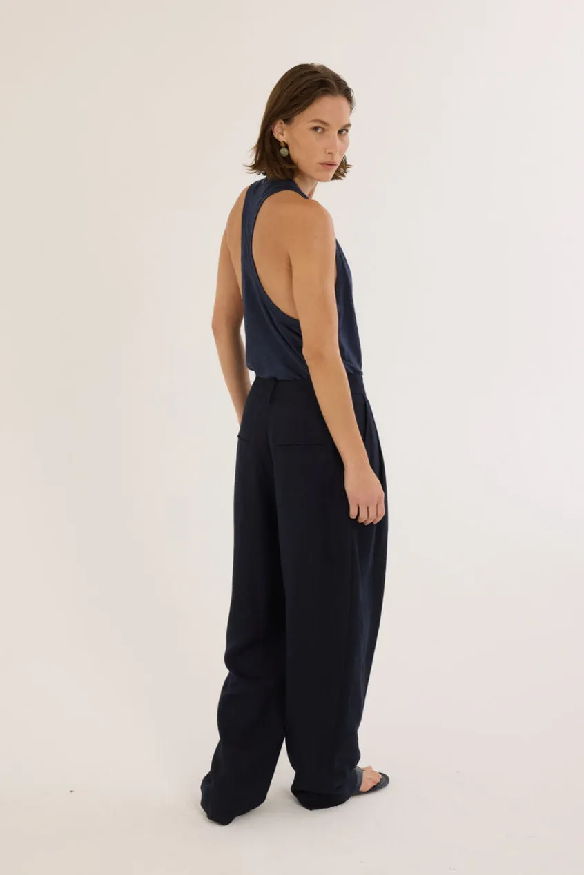 The Big Pleat Trouser in Navy sold by Jamie Haller product image thumbnail 5
