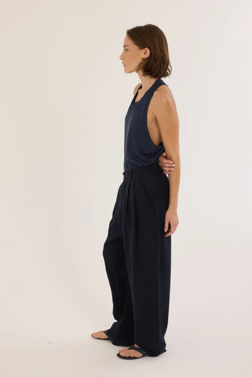 The Big Pleat Trouser in Navy sold by Jamie Haller product image thumbnail 3