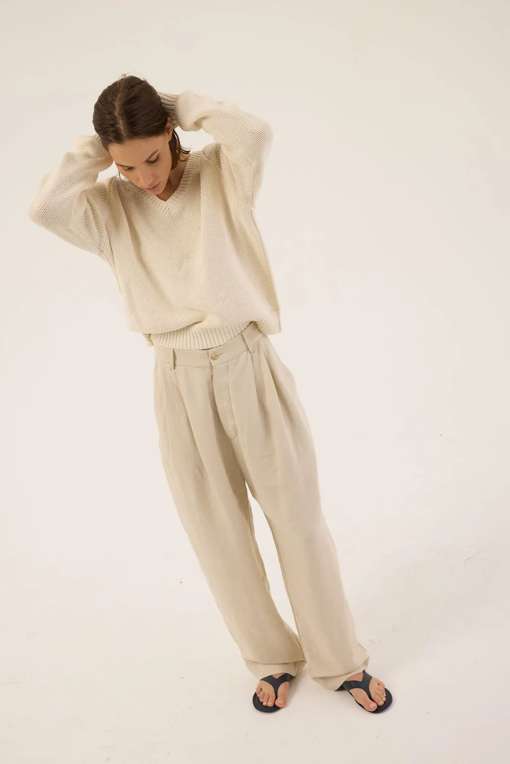The Big Pleat Trouser in Stone sold by Jamie Haller product image thumbnail 3