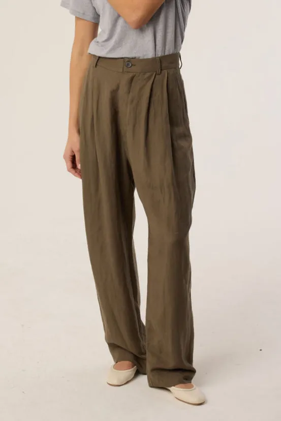 The Big Pleat Trouser in Khaki sold by Jamie Haller product image thumbnail 4